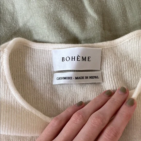 BOHEME Goods Cream Button-Up Cashmere Women's Sweater - Picture 3 of 4
